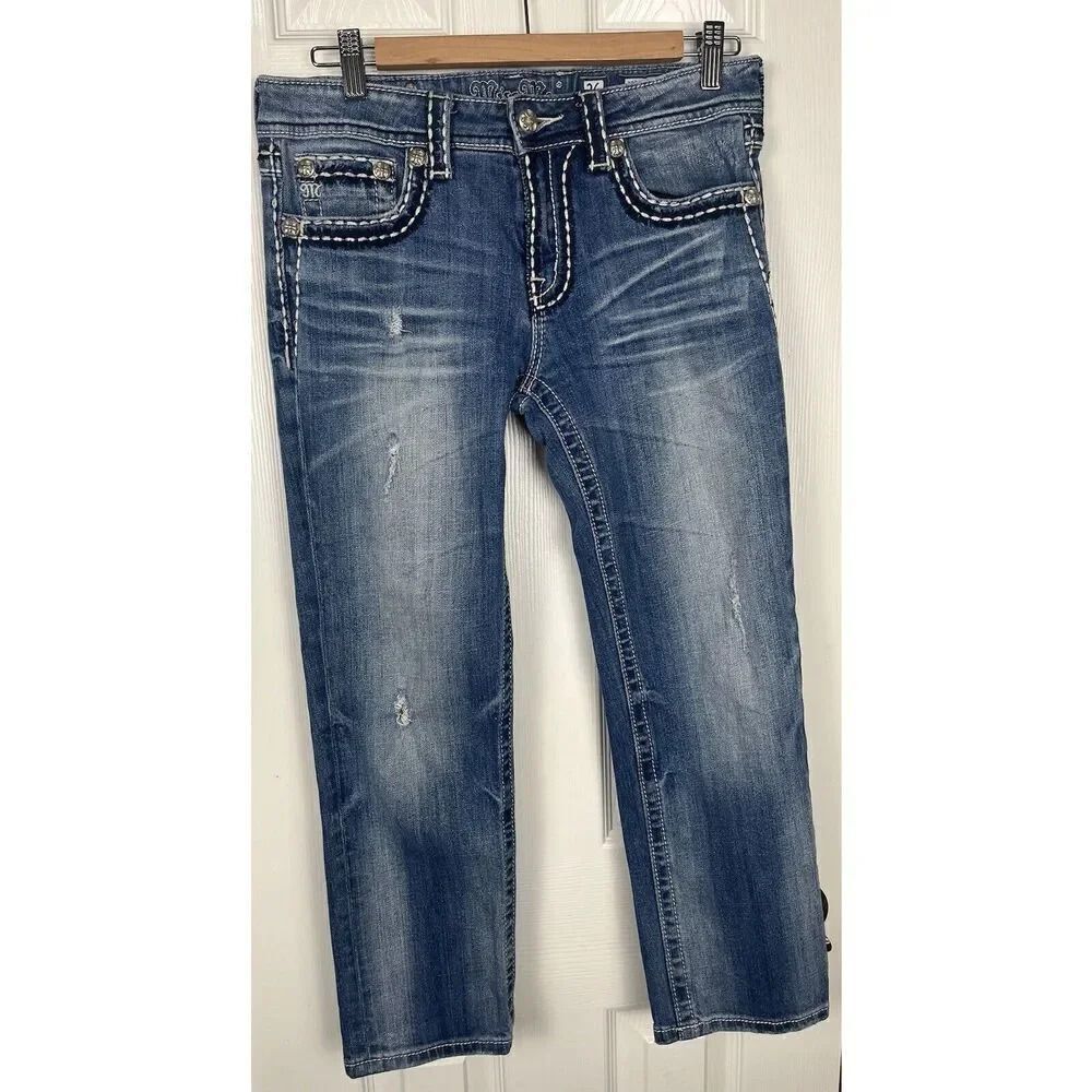 Miss Me Boyfriend Distressed Womens Dark Wash Jeans JPB5014 Size 26